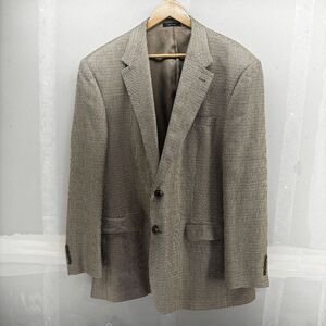 Chaps Ralph Lauren 100% Silk Sport Coat Mens 44L Houndstooth Blazer Suit Jacket